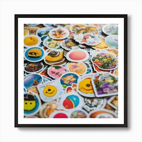 A Photo Of A Stack Of Stickers 2 Art Print