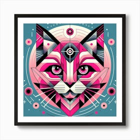 Clover Low Poly Cat 3 Art Print