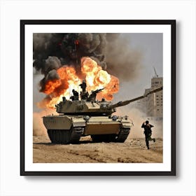 Israeli Tank Fires On Palestinians Art Print