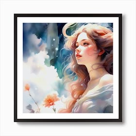 Beautiful Girl With Long Hair Art Print