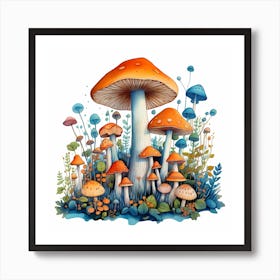 Mushrooms In The Forest 8 Art Print