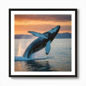 Humpback Whale Jumping Out Of The Water 14 Art Print