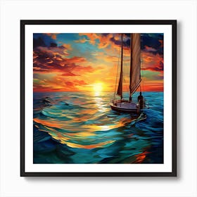 Sailboat At Sunset 18 Art Print