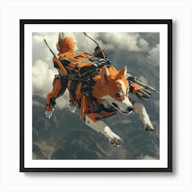 Serious flying Corgi Art Print