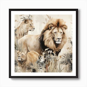 Lions In The Wild Art Print