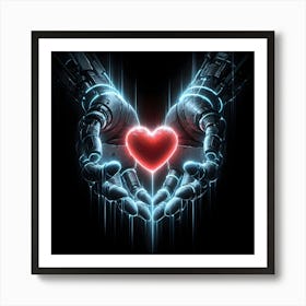 Robot Hands Holding A Heart Art Print