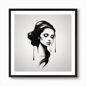 Girl With Dripping Hair Art Print