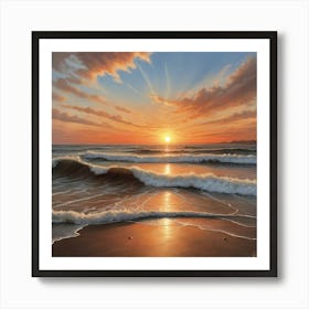 Sunset On The Beach Paintings Art Print 1 Art Print