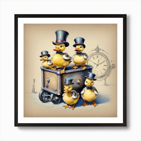 Ducks In Hats 1 Art Print