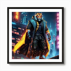 Cyberpunk Tiger In The City 3 Art Print