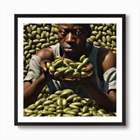 Man Eats Green Beans Art Print