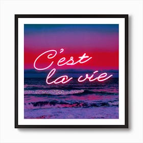 C'est La Vie Purple Square Art Print