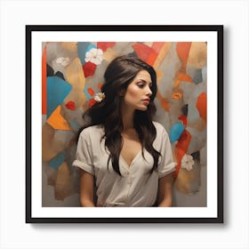 Girl In Front Of A Painting Art Print