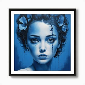 Girl Feeling Blue Art Print 1 Art Print