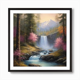 Waterfall In Spring Art Print