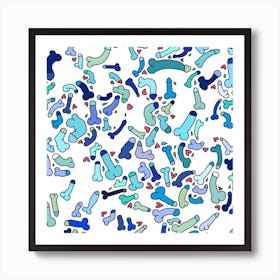 Penis blue pattern Art Print