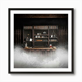 Design Copy Counter Retro Product Board Grey Plank Brown Float Steam Pattern Old Decora (23) Art Print