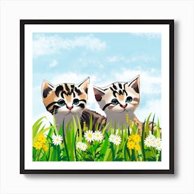 Kittens In The Grass Art Print