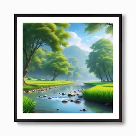 Landscape With A Stream 1 Art Print