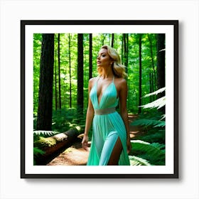 Beautiful Woman In The Forest 10 Art Print