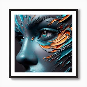 Woman's Face Closeup - Abstract 3D Effect Art Print