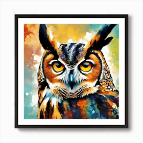 Owl Painting Birds-Animal Art Art Print