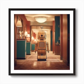Robot In Hotel Hallway Art Print