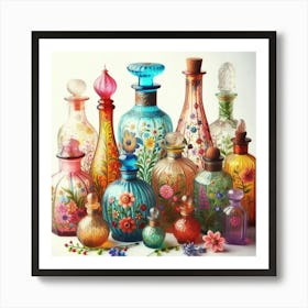 Flourish Glass Bottles Art Print