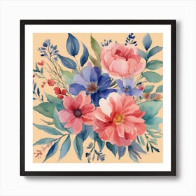 Watercolor Flowers Art Print