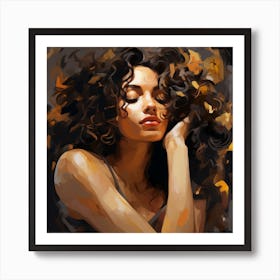 Portrait Of A Woman With Curly Hair 7 Art Print