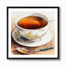 Tea Cup And Spoon Art Print