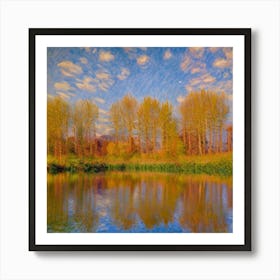 Pond With Trees Art Print