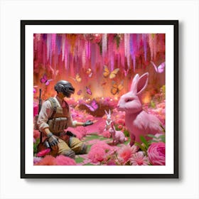 Pink Bunny pubg 1 Art Print