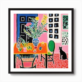 Cat In The Dining Room 7 Art Print