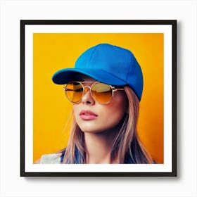 Firefly Headshot, Avatar, Girl, Blue Face Cap, Yellow Sunglasses, Stylish, Vibrant, Colorful, Modern (11) Art Print