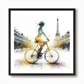 Beauty Cycle In Paris Creative Drawing Art Print