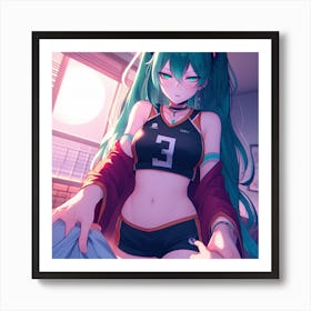 Sports night with Miku Art Print