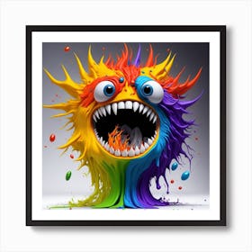 Leonardo Diffusion A 3d Hd Rainbow Splash Art Monster Face Bi 0 (3) Art Print