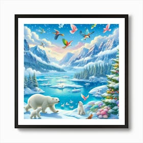 Polar Bears In Winter 3 Art Print