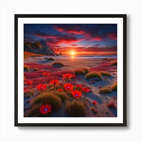 Sunset On A Beach Poster