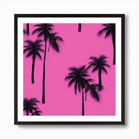 Palm Trees On A Pink Background 1 Art Print