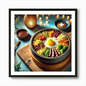 A Beautifully Presented Dish Named Bibimbap Fondue Bowl 1024x1024 Art Print