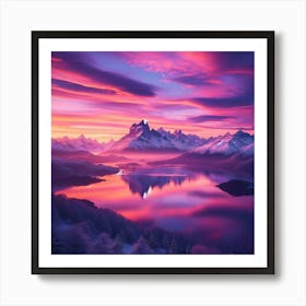 Sunset In The Mountains Art Print