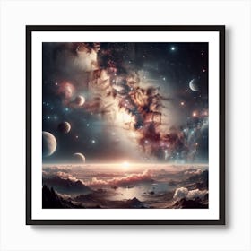 Space Landscape,Familiar Reflections,A Galaxy Far, Far Away... Closer Than You Think, Inspired by Vanishing Point perspective Art Print