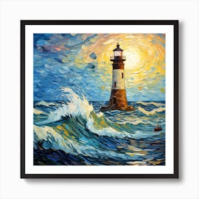 Lighthouse In The Sea Art Print