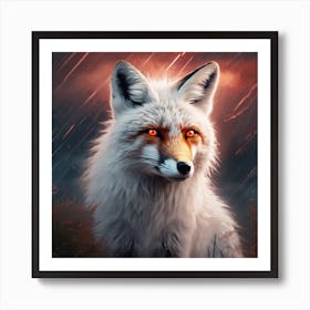 Fox under the rain Art Print