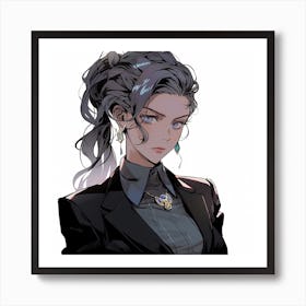 Anime Girl In A Suit 2 Art Print