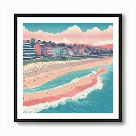 Bondi Beach In Risograph Style Art Print 1 Art Print