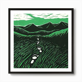 Footprints In The Grass Art Print