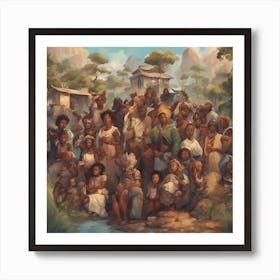 Group Of People In A Forest Art Print